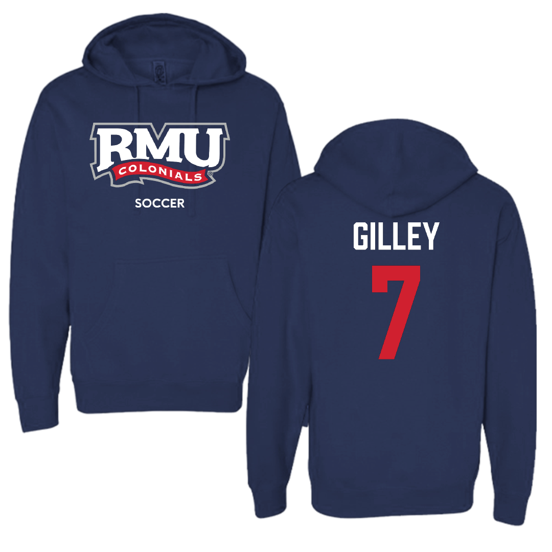 Robert Morris University Soccer (M) Navy Hoodie - #7 Chase Gilley