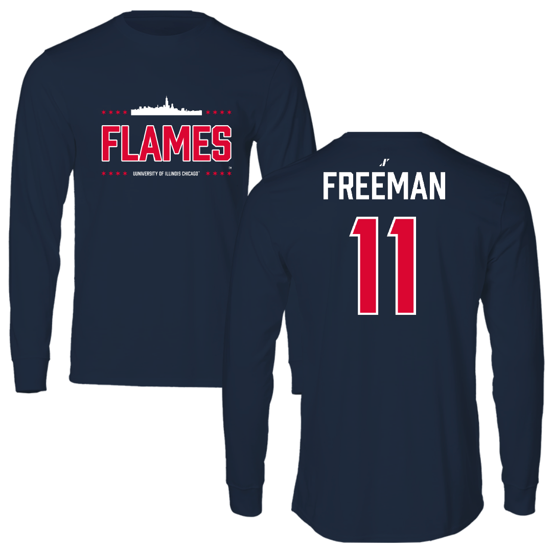UIC Basketball Navy General Performance Long Sleeve - #11 Arin Freeman