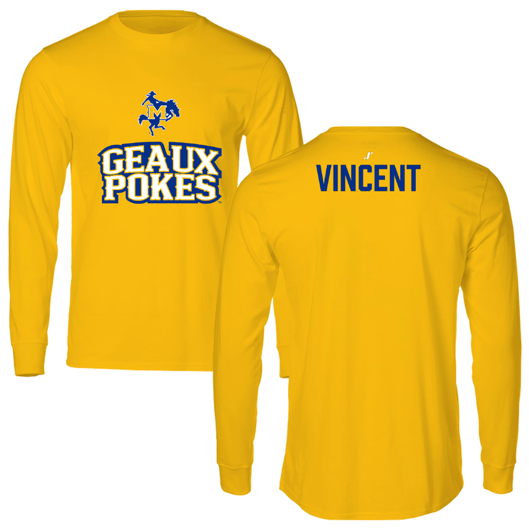 McNeese State University Cheer Gold General Long Sleeve - Addie Vincent