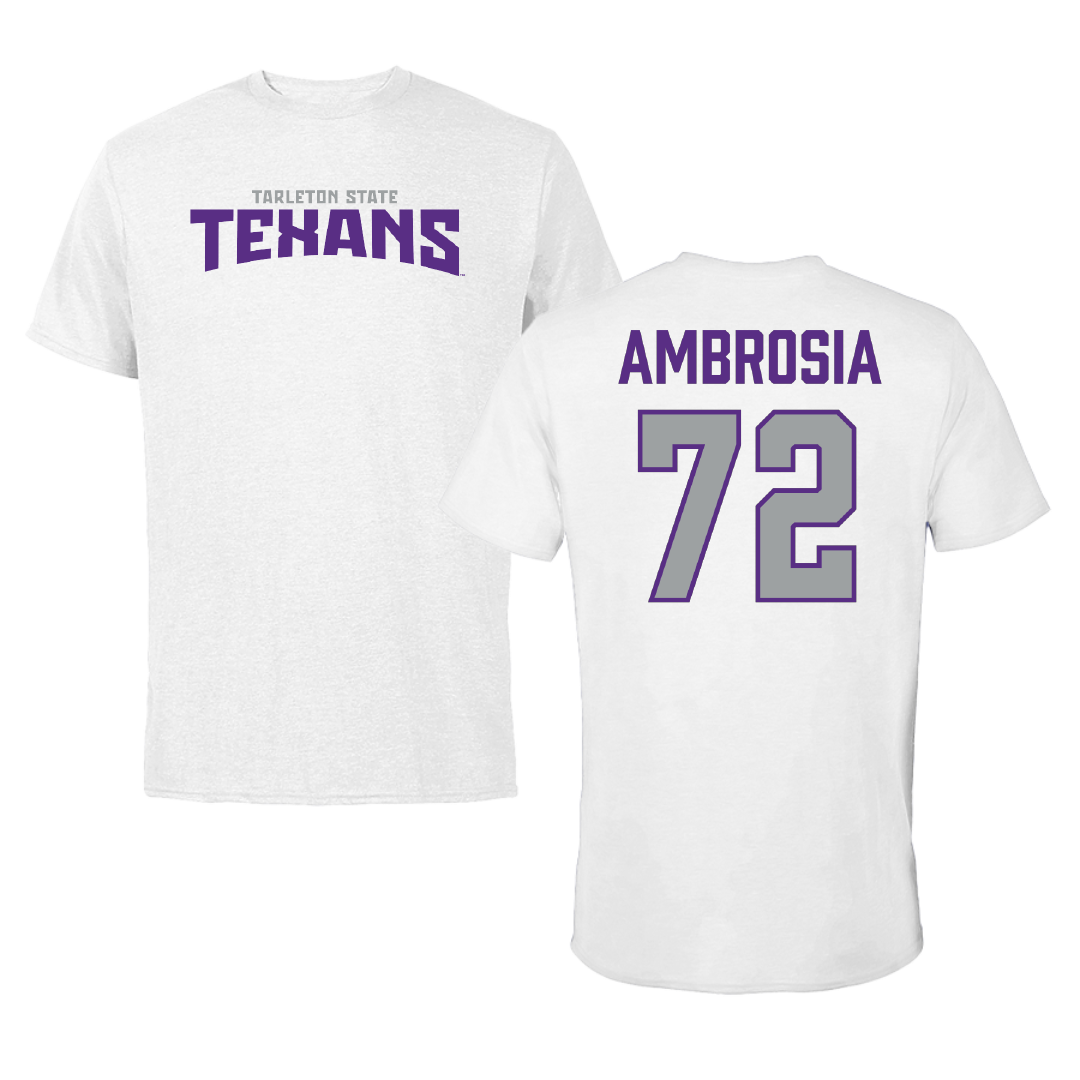 Tarleton State University Football White Classic Performance Tee - #72 Alec Ambrosia