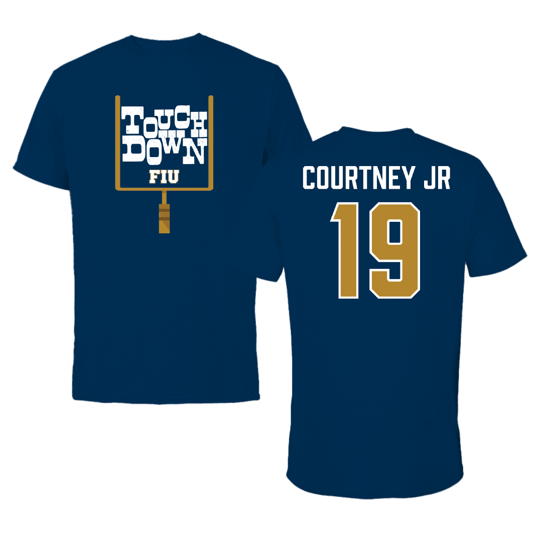 Florida International University Football Navy Touchdown Tee - #19 Percy Courtney Jr