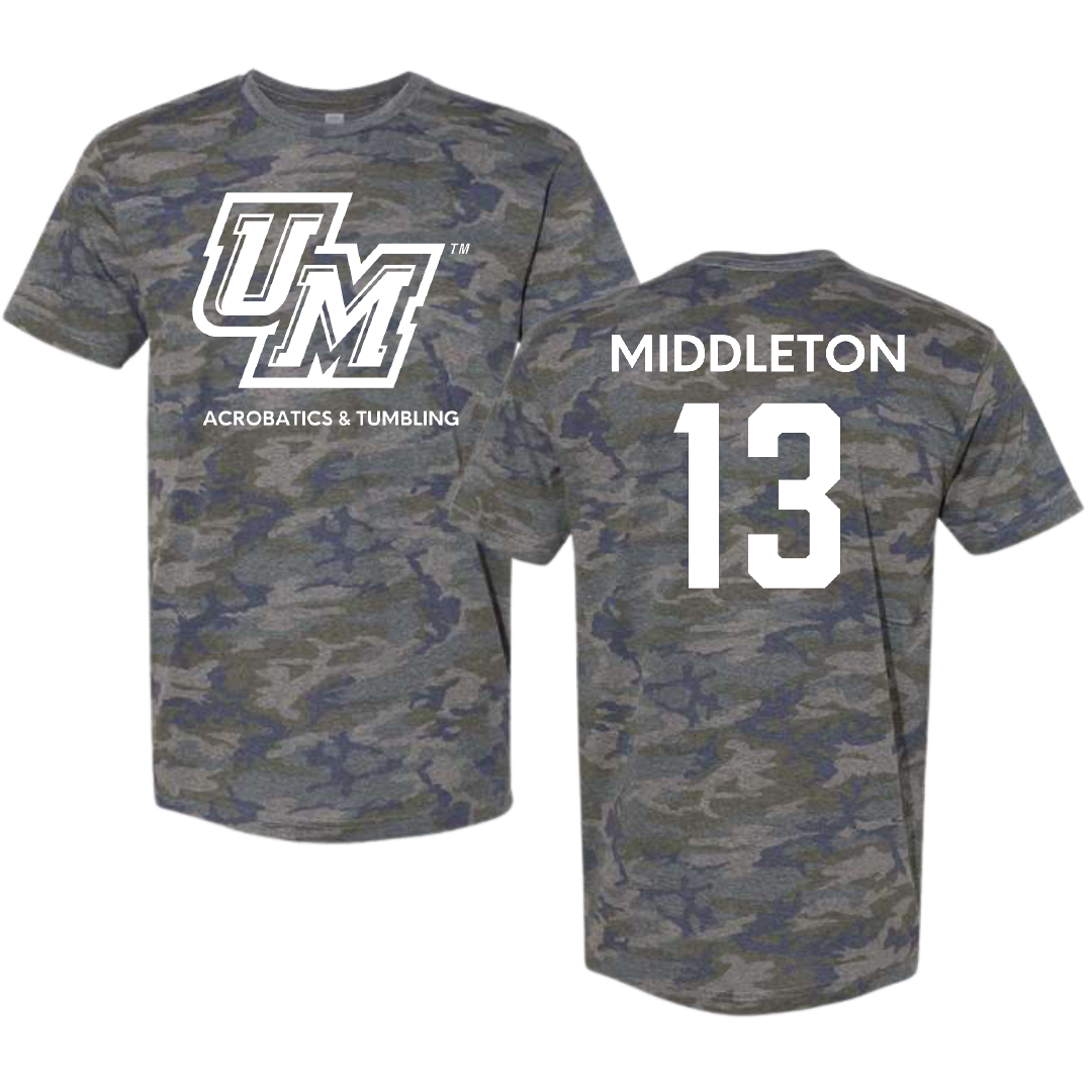 University of Montevallo Acrobatics & Tumbling Vintage Camo Tee - #13 Daisy Grace Middleton