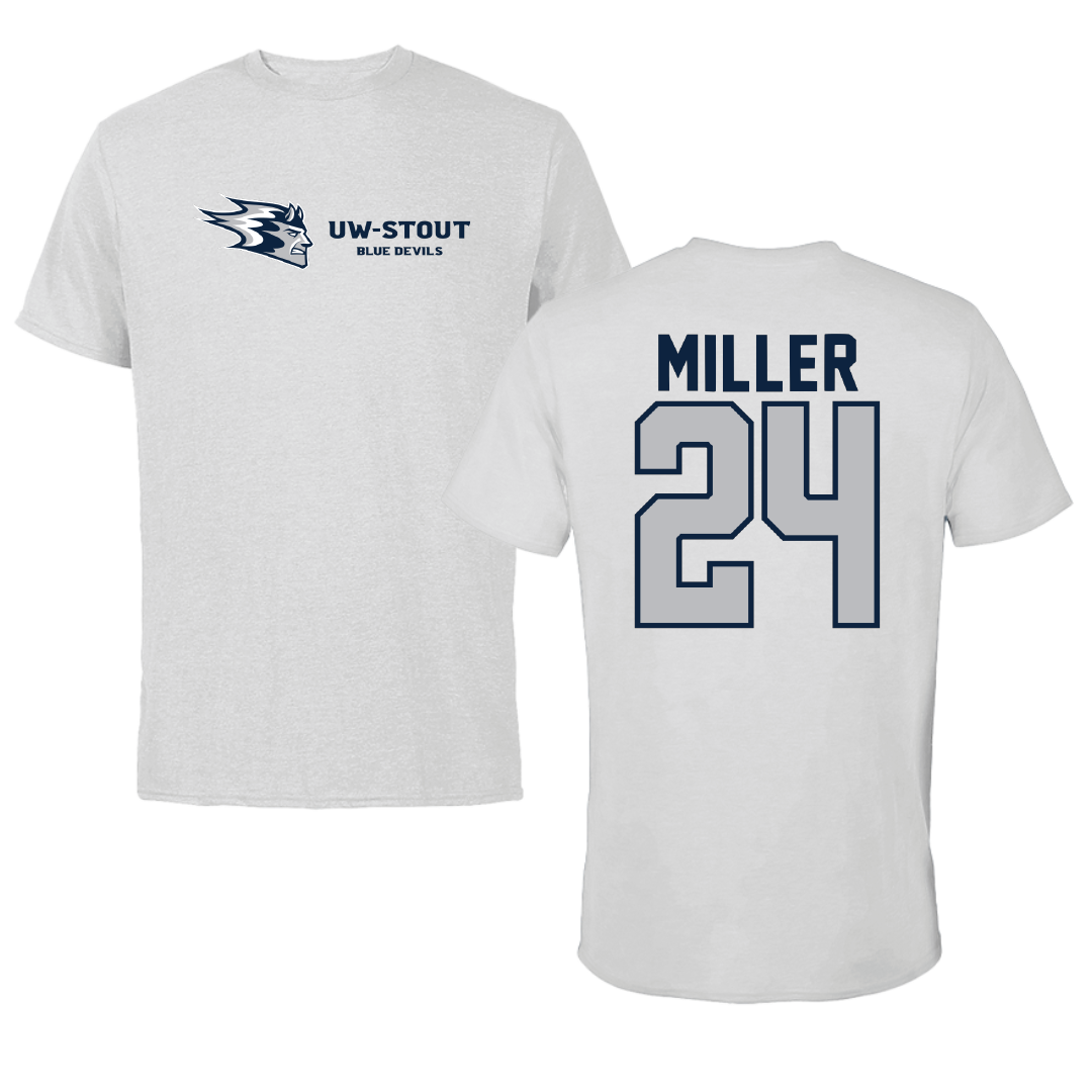 University of Wisconsin-Stout Baseball Light Gray Performance Tee - #24 Austin Miller