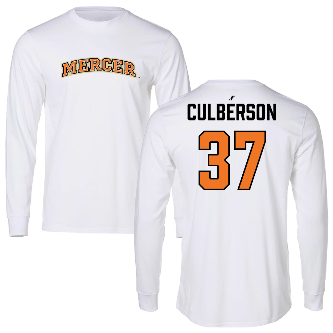 Mercer University Baseball White Long Sleeve - #37 Cooper Culberson