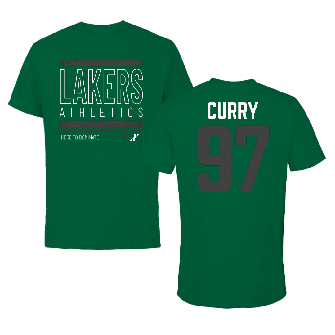 Roosevelt University Football Green Dominate Performance Tee - #97 Justin Curry