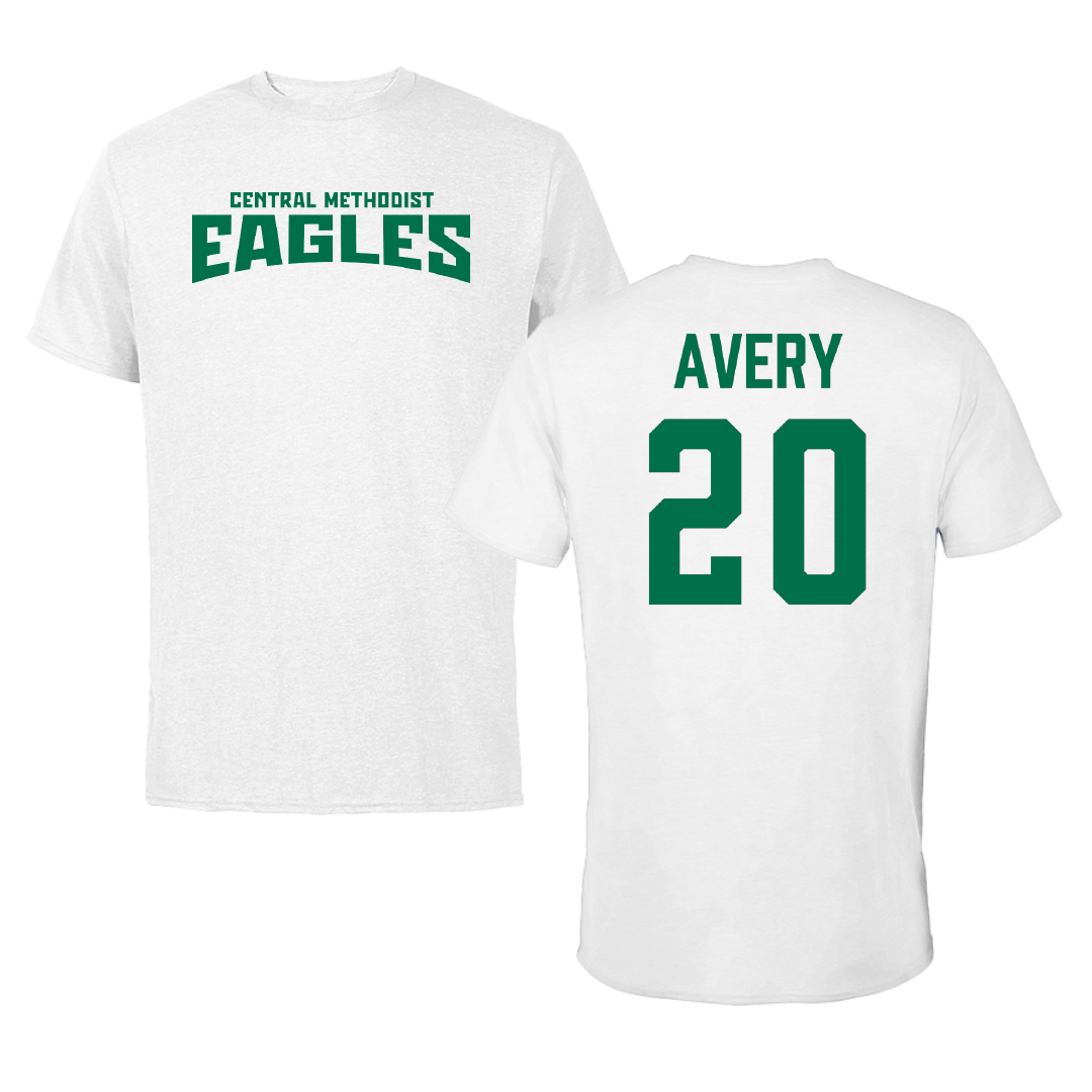 Central Methodist University Soccer White Classic Performance Tee - #20 Schuyler Avery