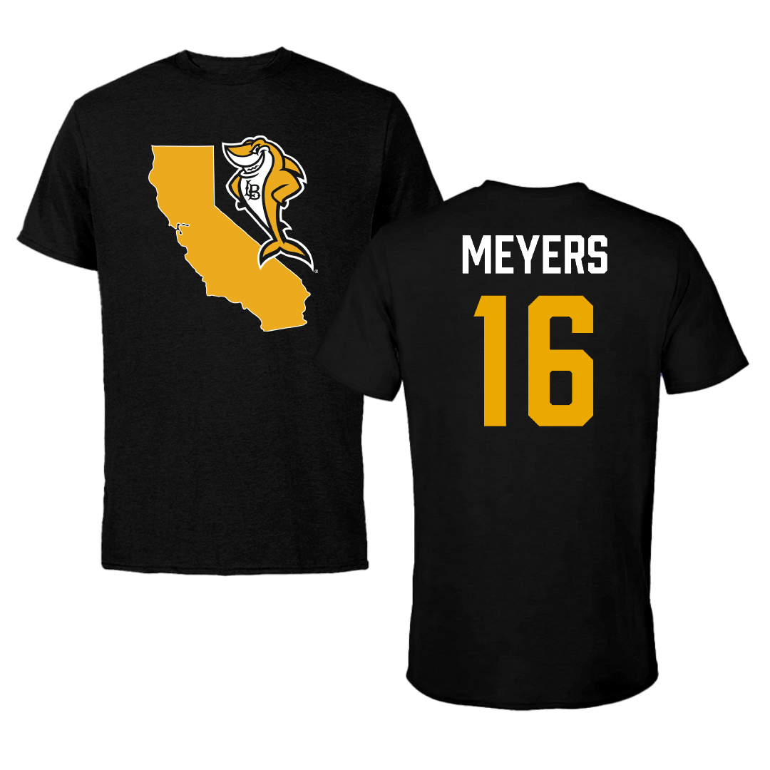 Long Beach State University Baseball Black State Tee - #16 Roman Meyers