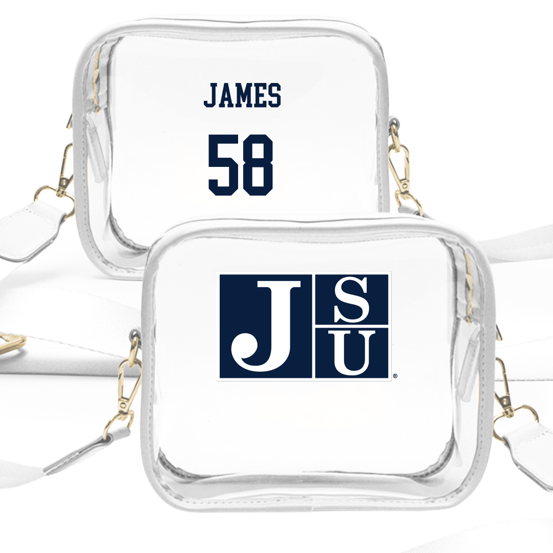 Jackson State University Football White Clear Stadium Bag - #58 Cameron James