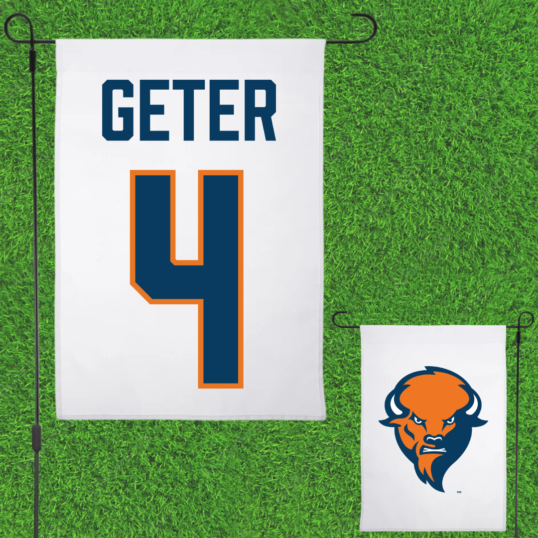 Bucknell University Football White Garden Flag - #4 Deuce Geter