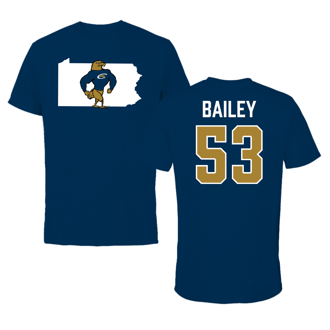 PennWest Clarion Football Navy State Performance Tee - #53 Elijah Bailey