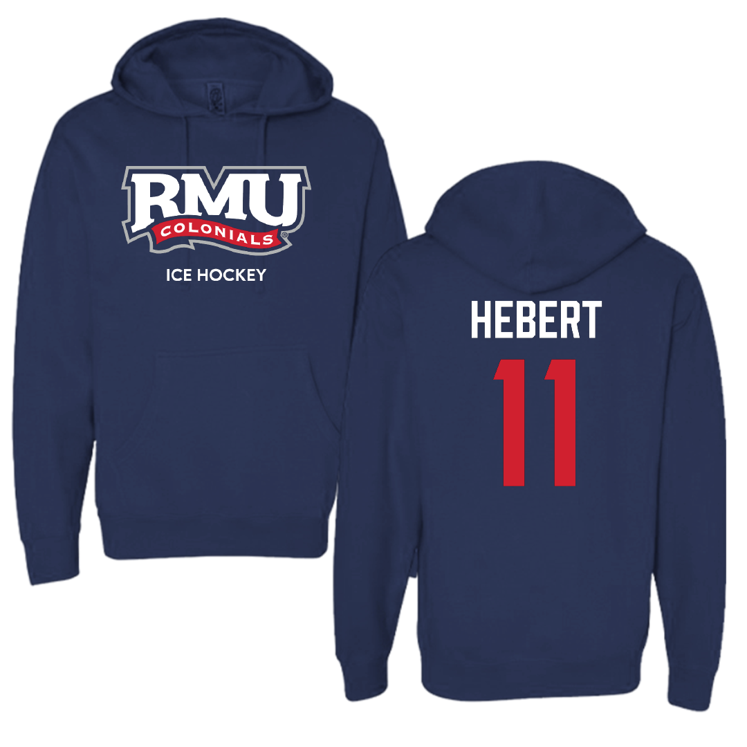 Robert Morris University Ice Hockey (M) Navy Hoodie - #11 Cameron Hebert