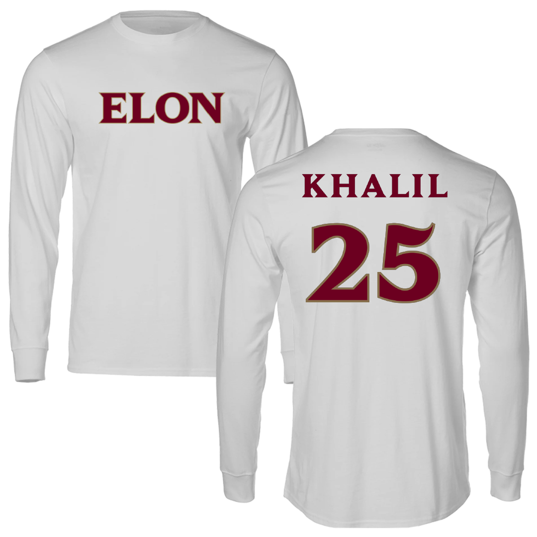 Elon University Basketball Light Gray Performance Long Sleeve - #25 Samira Khalil