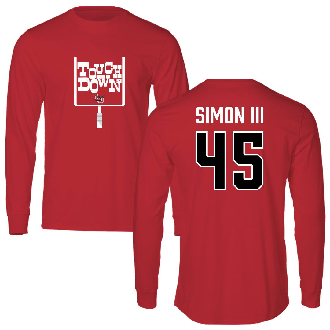 Lamar University Football Red Touchdown Long Sleeve - #45 Albert Simon III