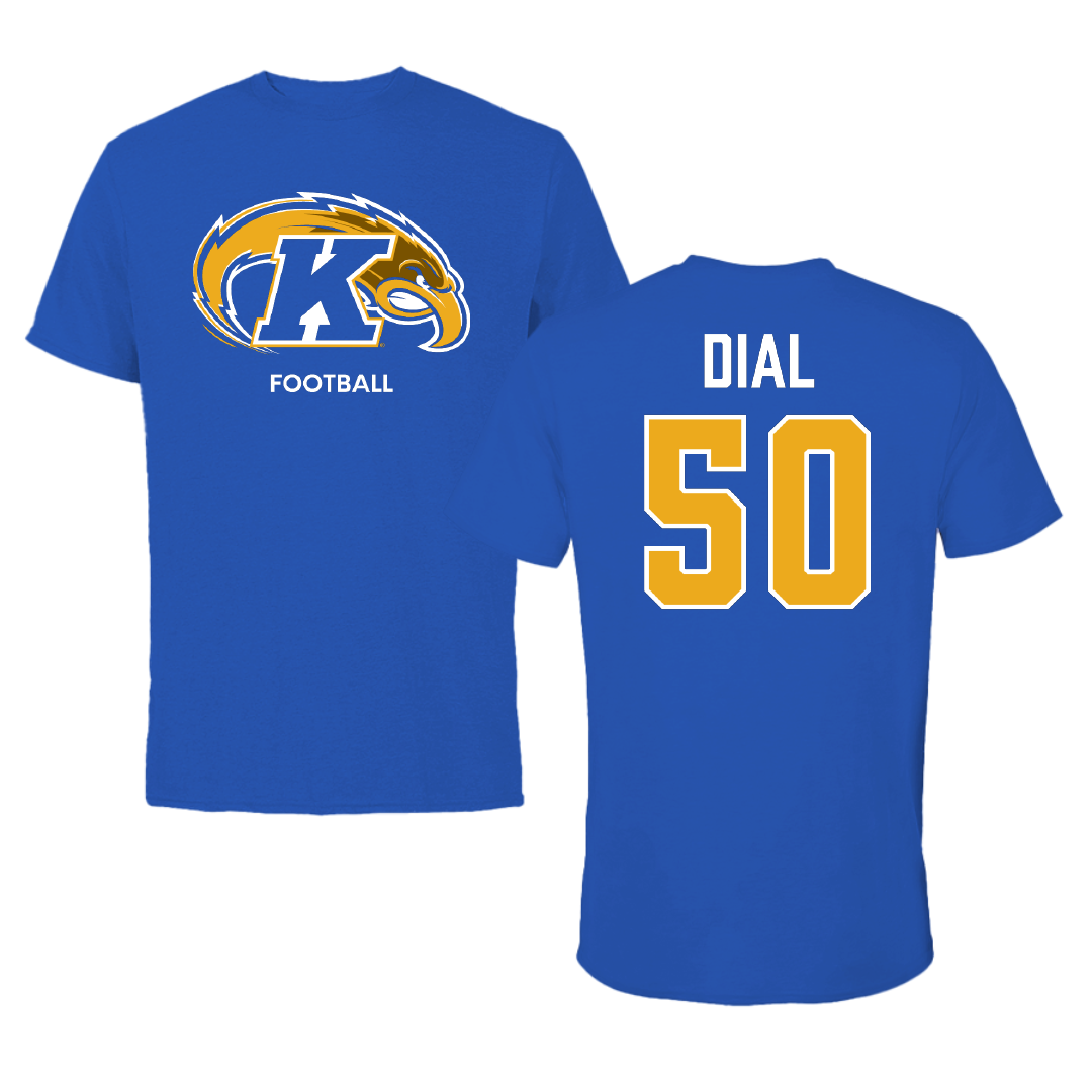 Kent State University Football Blue Tee - #50 Garrett Dial