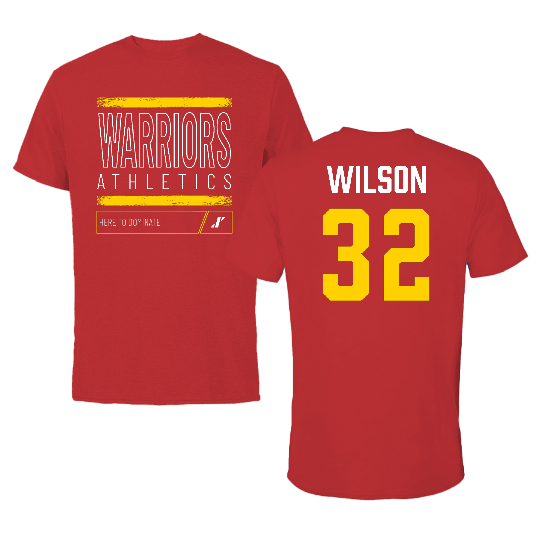 Stanislaus State Baseball Red Dominate Tee - #32 Chase Wilson