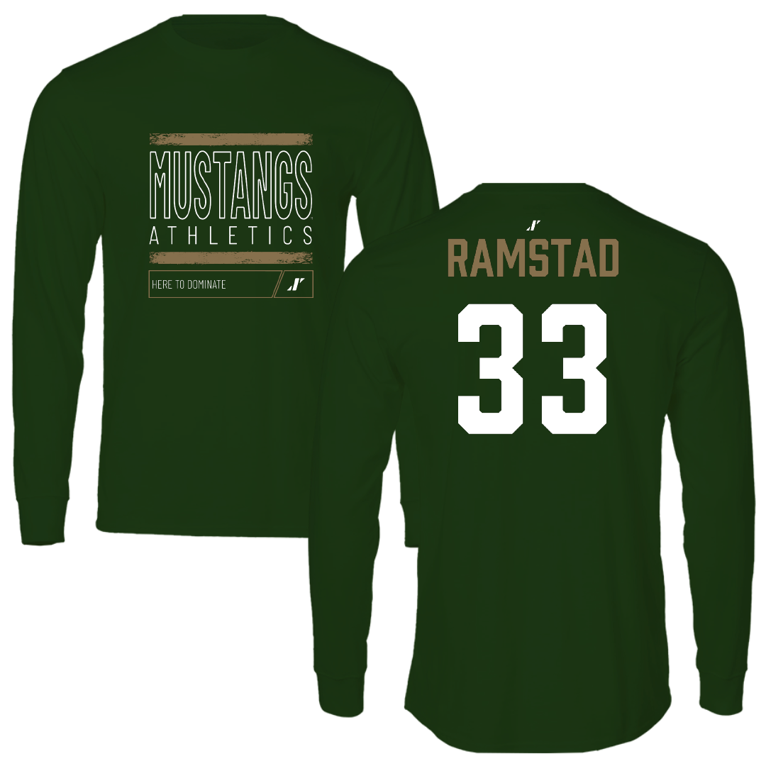 Cal Poly Football Forest Green Dominate Mustang Performance Long Sleeve - #33 Shane Ramstad