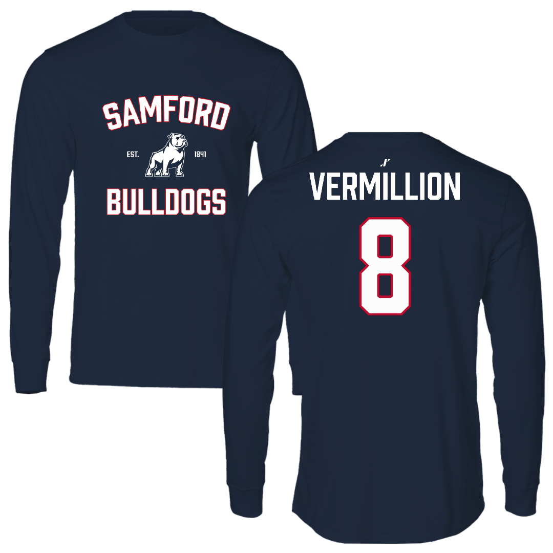 Samford University Baseball Navy General Performance Long Sleeve - #8 Ryan Vermillion