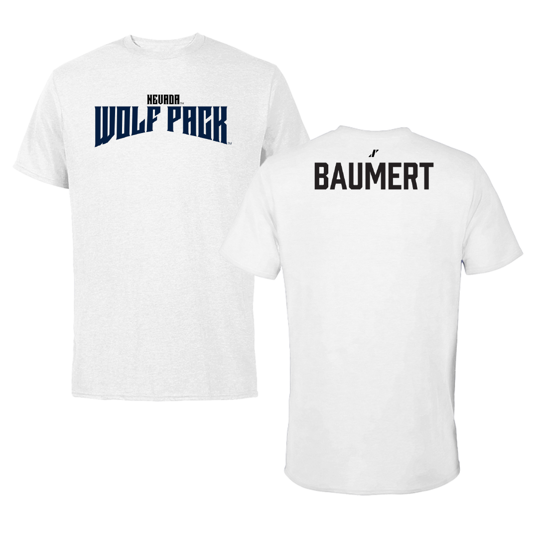 University of Nevada TF and XC White Classic Performance Tee - Paloma Baumert
