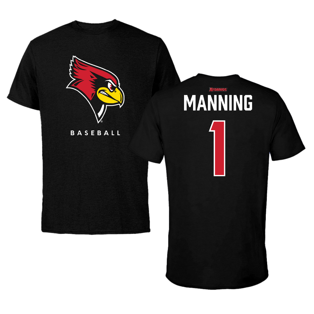 Illinois State University Baseball Black Tee - #1 Jackson Manning