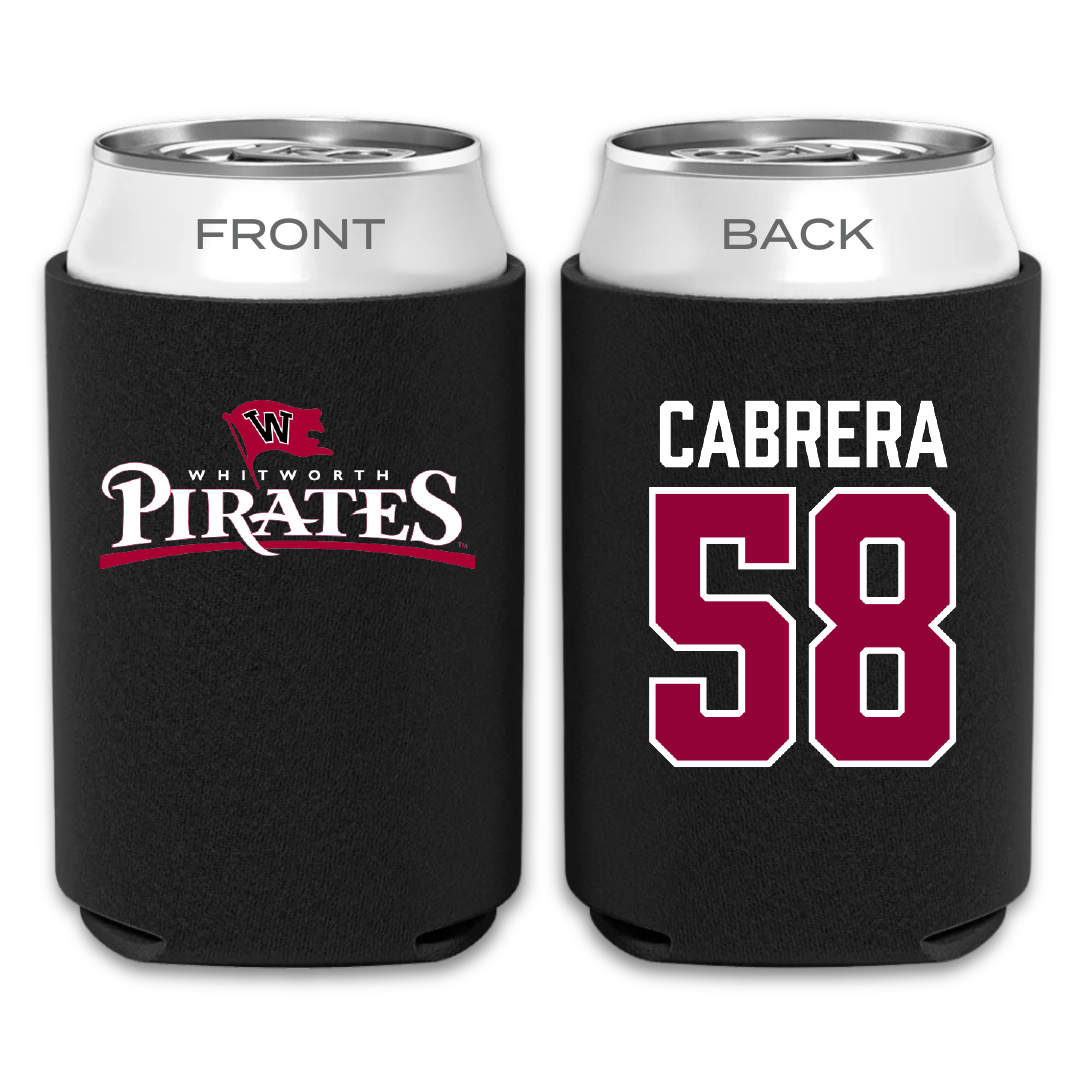 Whitworth University Football Black Can Cooler - #58 Caleb Cabrera