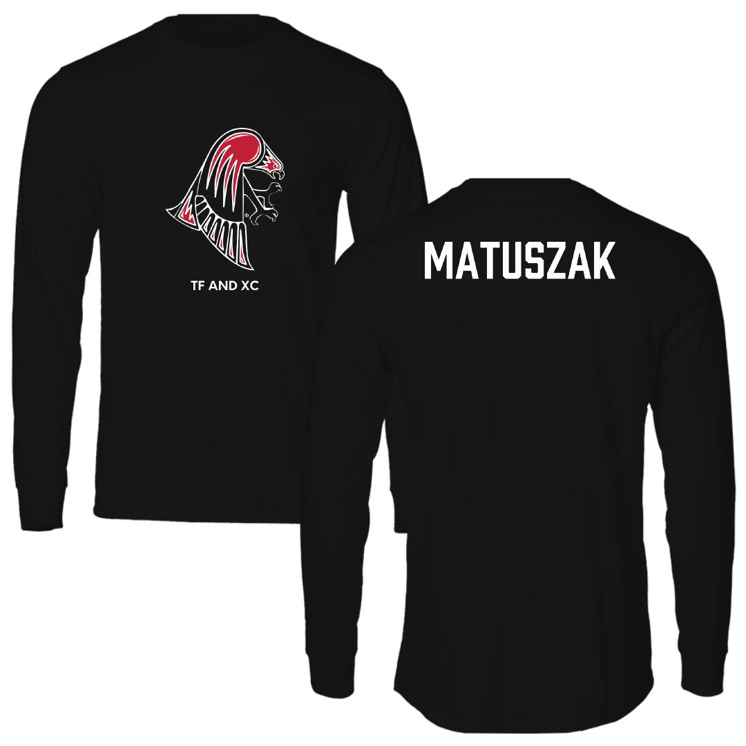 University of Wisconsin-River Falls TF and XC Black Mascot Long Sleeve - Chase Matuszak