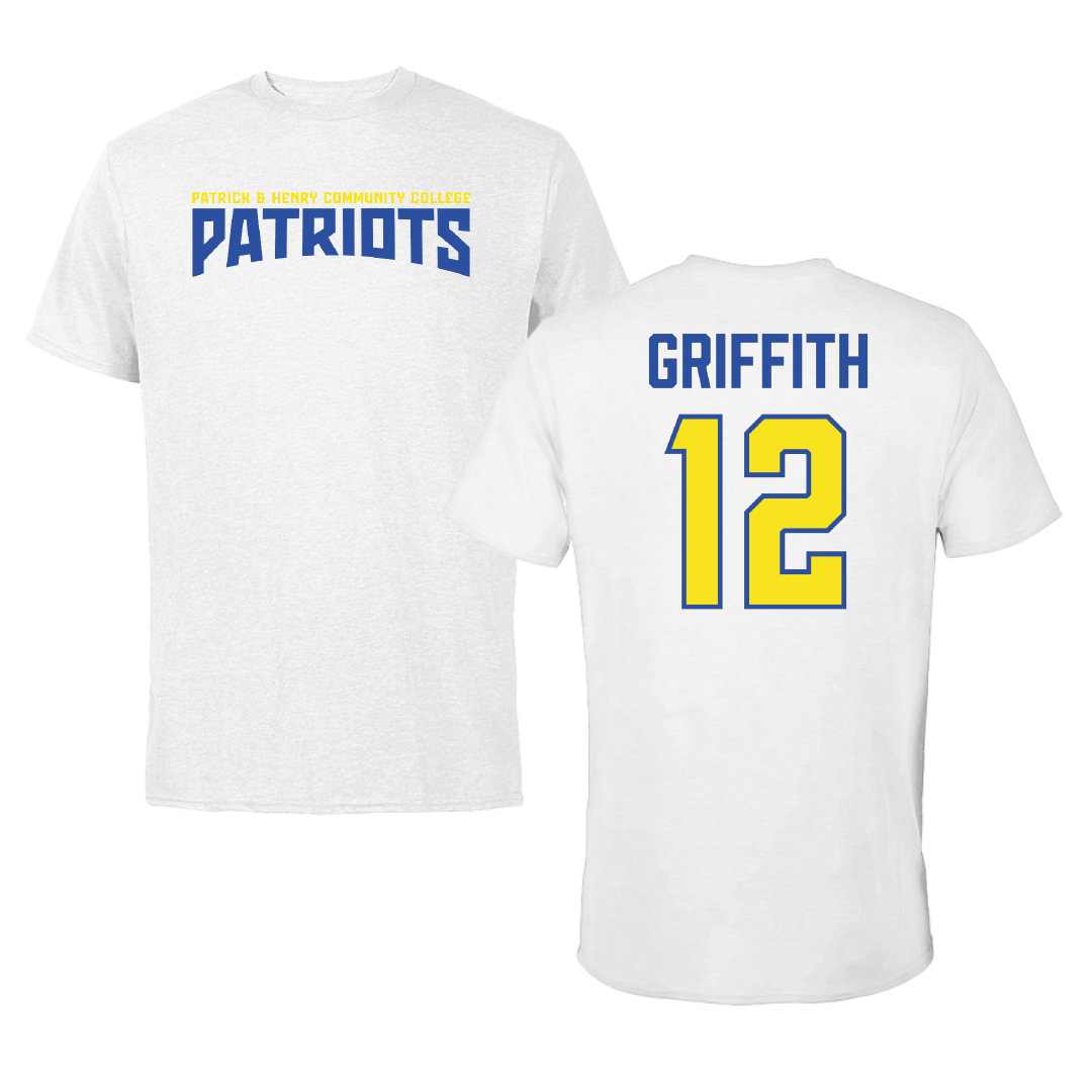 Patrick & Henry Community College Baseball White Classic Performance Tee - #12 Wyatt Griffith
