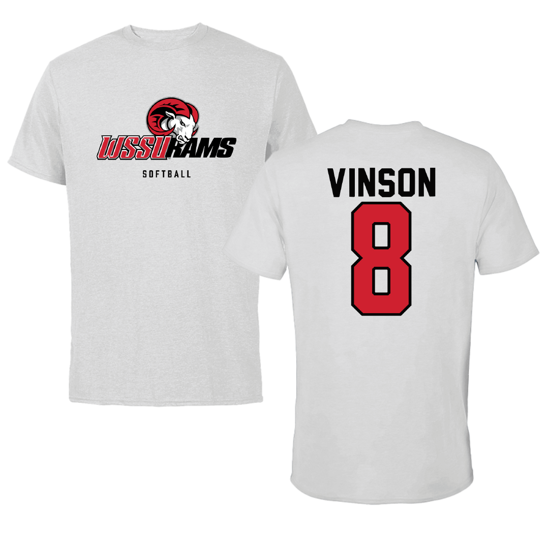 Winston-Salem State University Softball Light Gray Tee - #8 Makayla Vinson