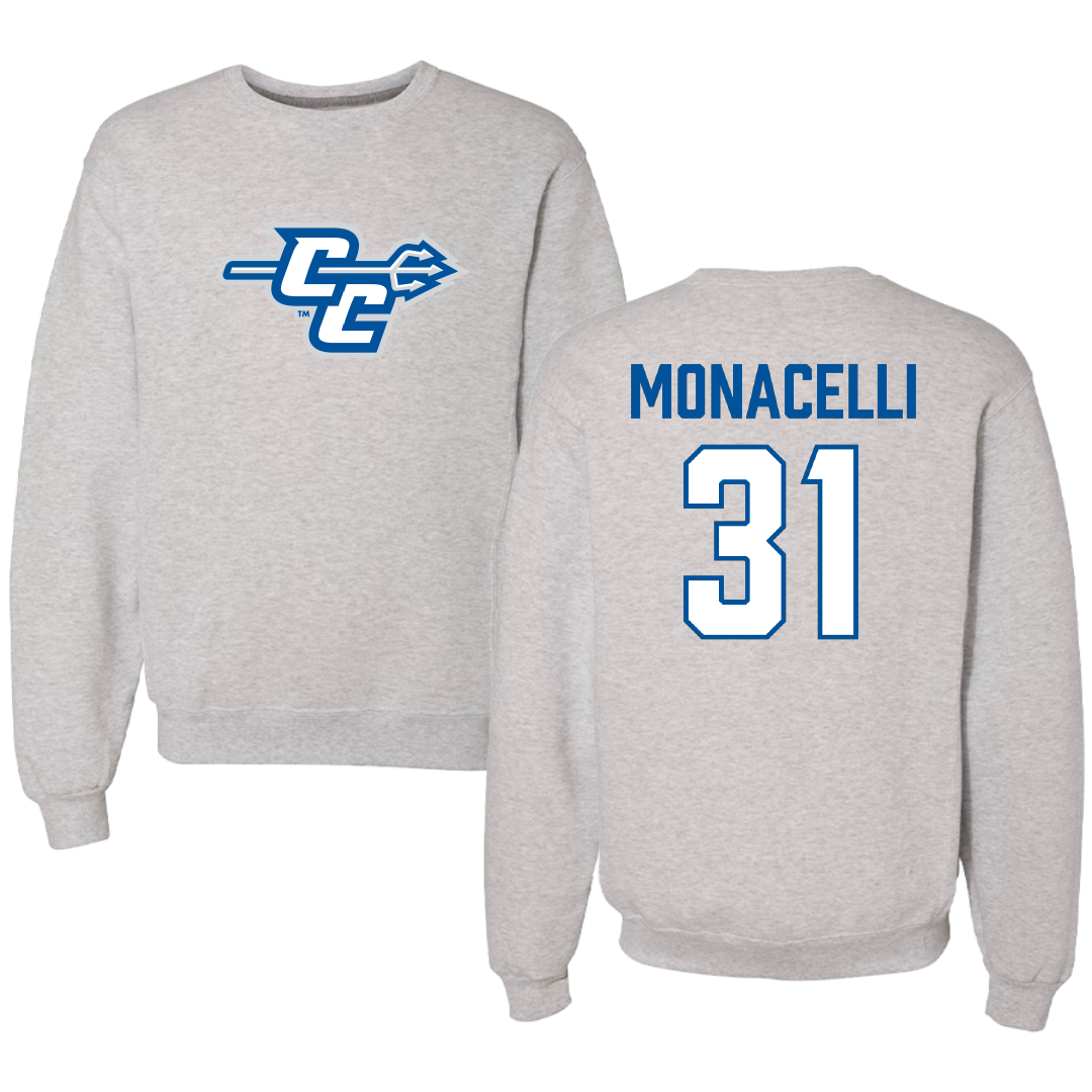 Central Connecticut State University Lacrosse Light Gray Crewneck - #31 Amaya Monacelli