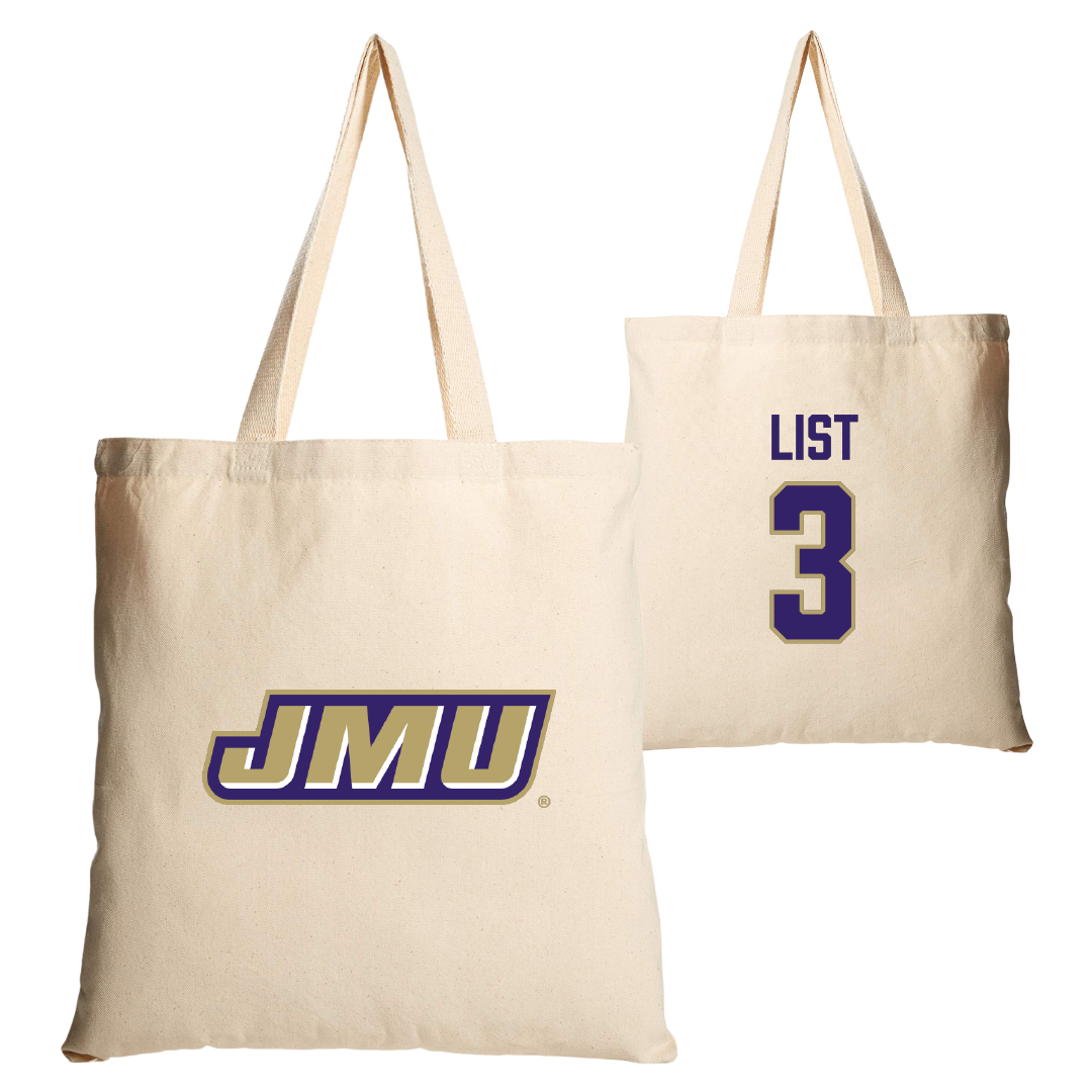 James Madison University Softball Tan Canvas Tote Bag - #3 Payton List