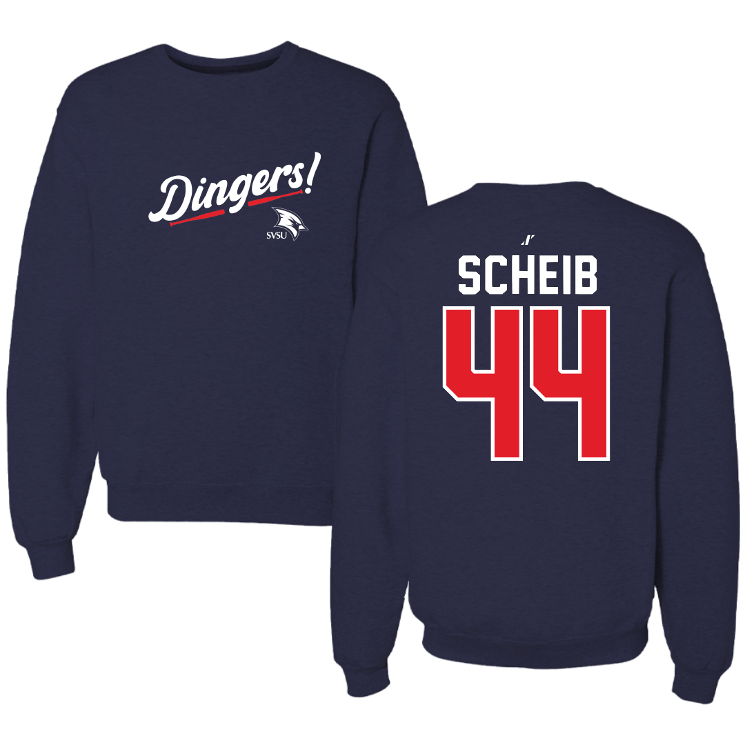 Saginaw Valley State University Baseball Navy Dingers Crewneck - #44 Ethan Scheib
