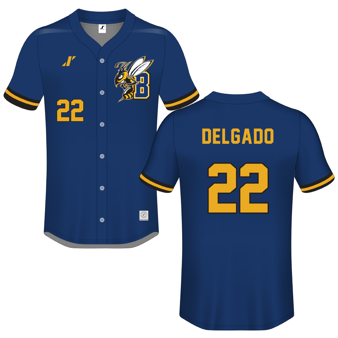 Montana State University Billings Navy Button-Down Jersey - #22 Lina Delgado