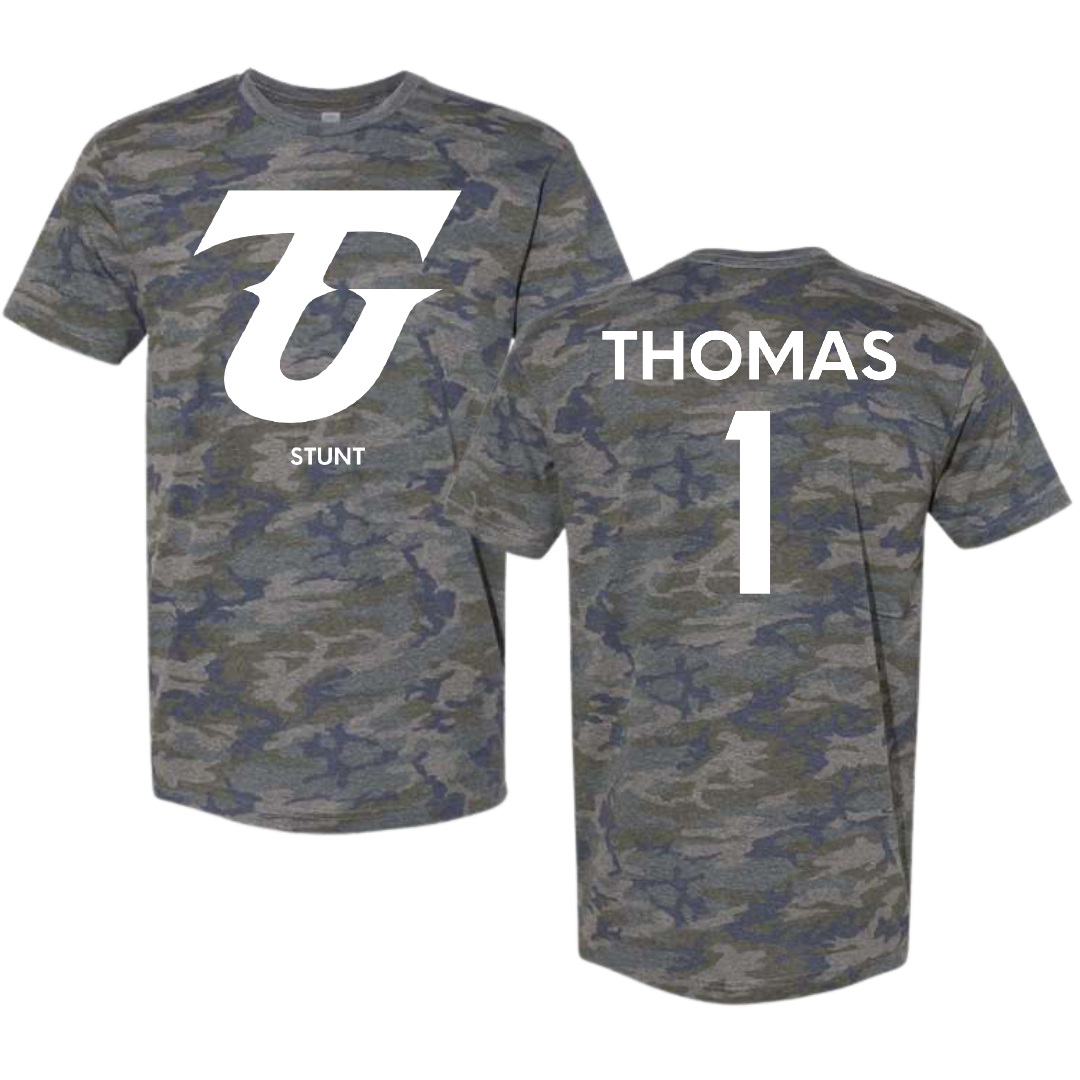 Tiffin University Basketball (M) Vintage Camo Tee - #1 Brandon Thomas