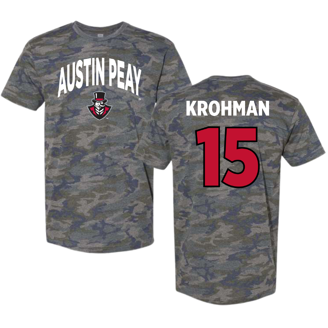 Austin Peay State University Softball Vintage Camo Tee - #15 Macy Krohman