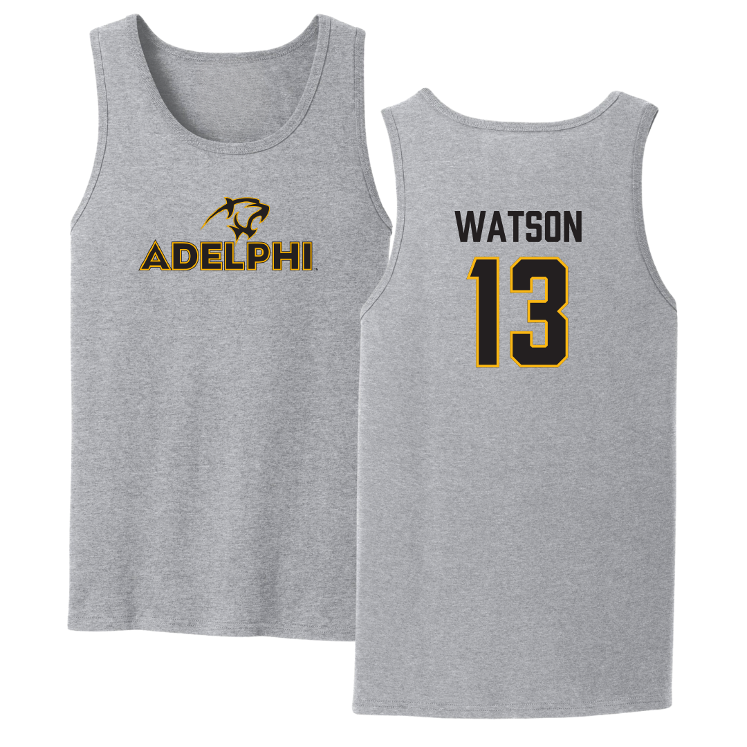 Adelphi University Soccer Sport Gray Tank Top - #13 Andrew Watson