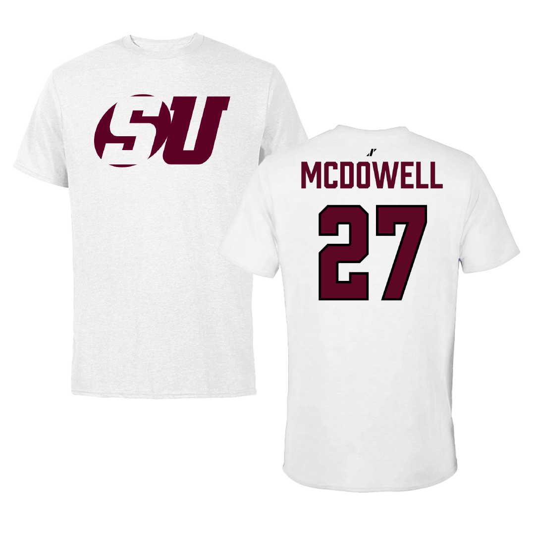 Schreiner University Baseball White Performance Tee - #27 Hunter McDowell