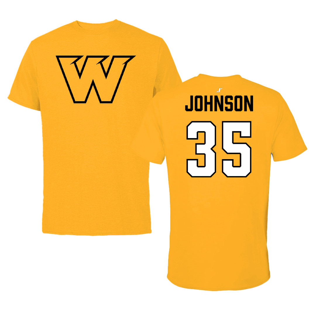 Wayne State College (Nebraska) Football Gold Performance Tee - #35 Luke Johnson