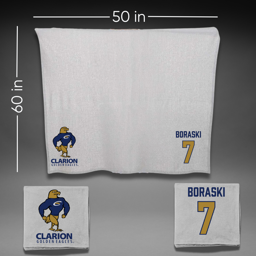 PennWest Clarion Baseball Gray Blanket - #7 Tyler Boraski