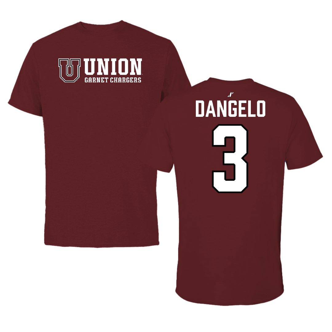 Union College Lacrosse Maroon General Tee - #3 Thomas DAngelo