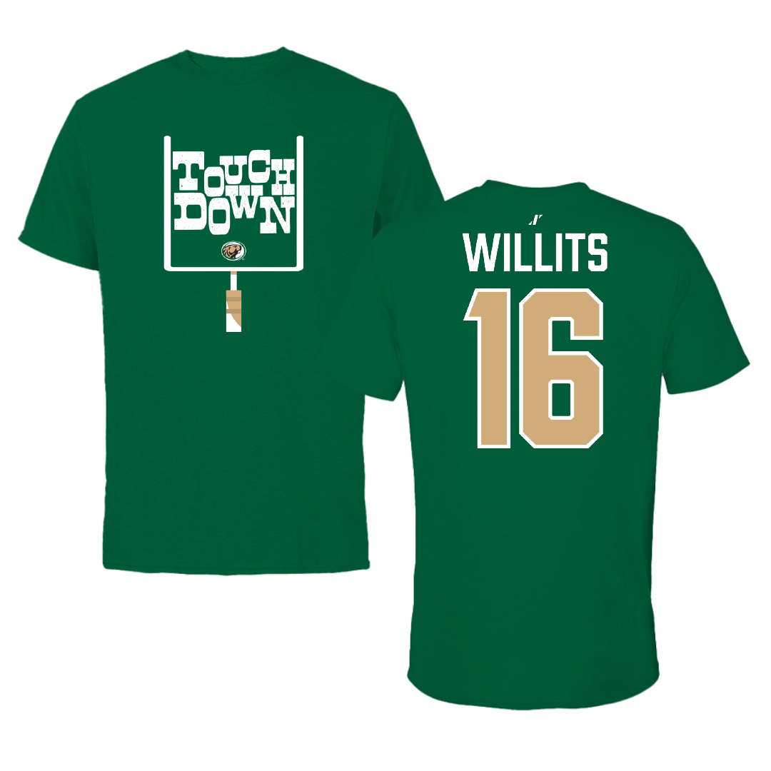 Bemidji State University Football Green Touchdown Tee - #16 Jerred Willits