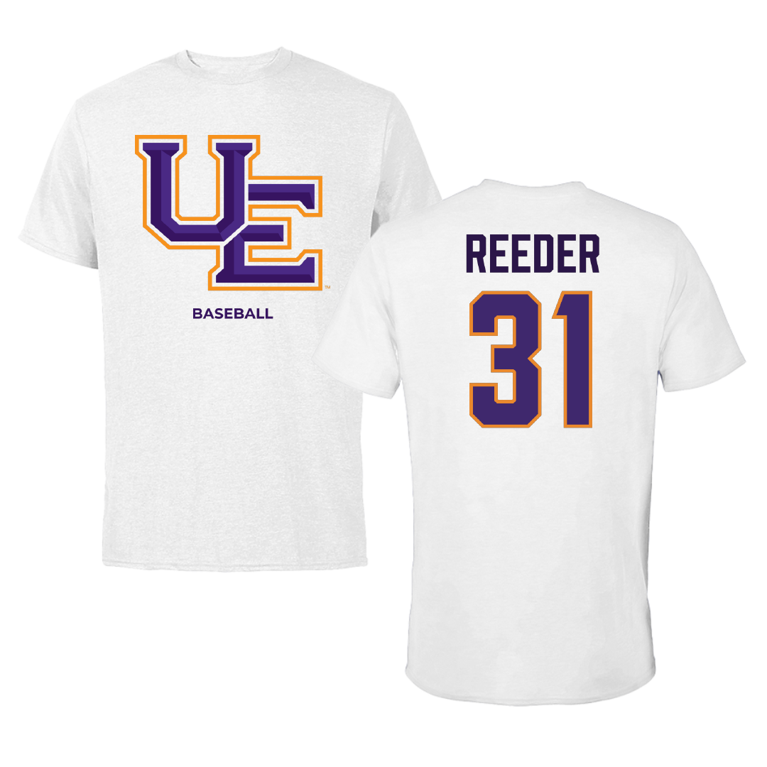 University of Evansville Baseball White Tee - #31 Reagan Reeder