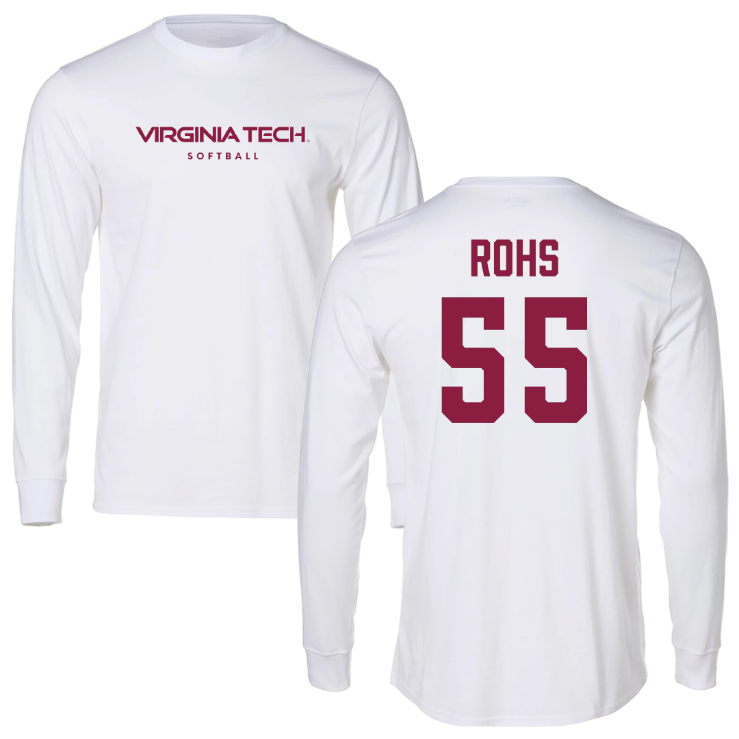 Virginia Tech Softball White Long Sleeve - #55 Annika Rohs