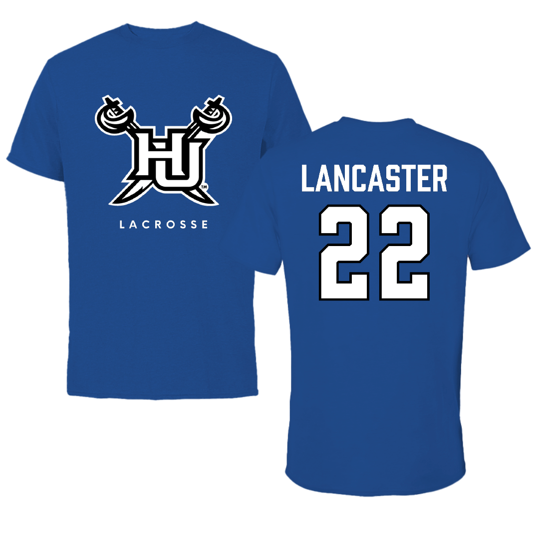 Hampton University Lacrosse (M) True Royal Tee - #22 Miles Lancaster