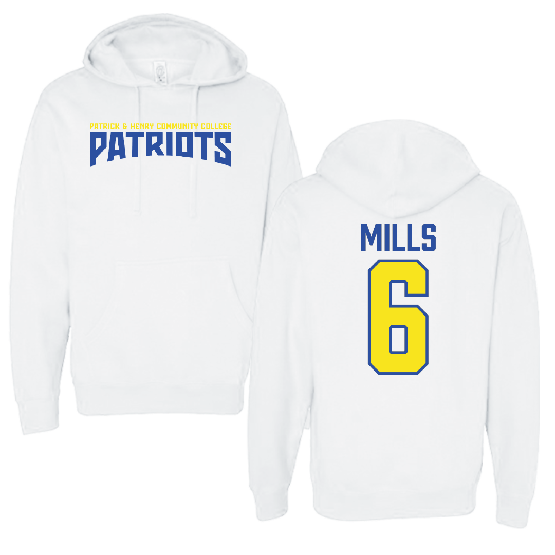 Patrick & Henry Community College Baseball White Classic Hoodie - #6 Carter Mills