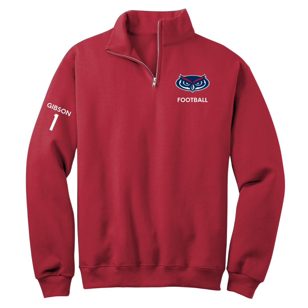 Florida Atlantic University Football Red Quarter-Zip - #1 Zach Gibson