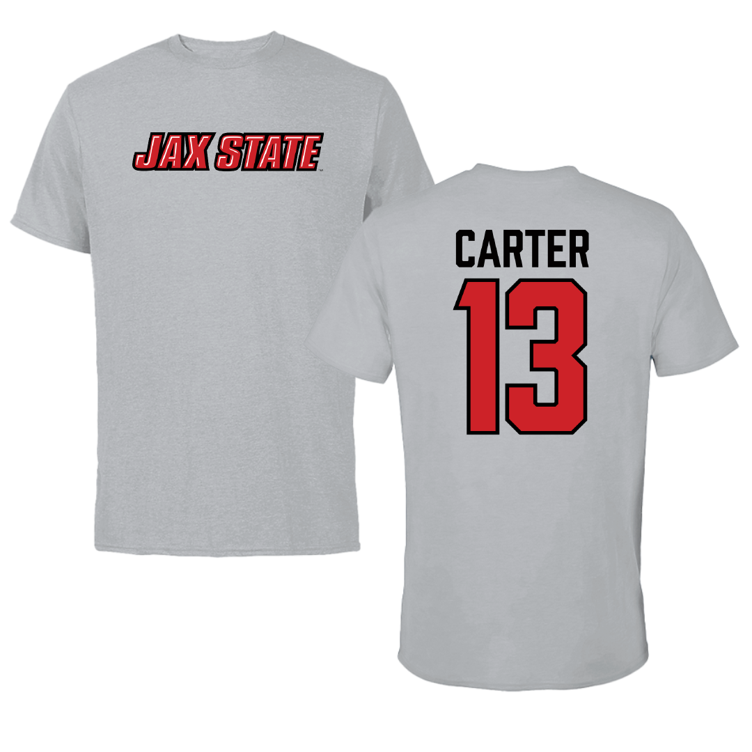 Jacksonville State University Football Sport Gray Tee - #13 Derek Carter