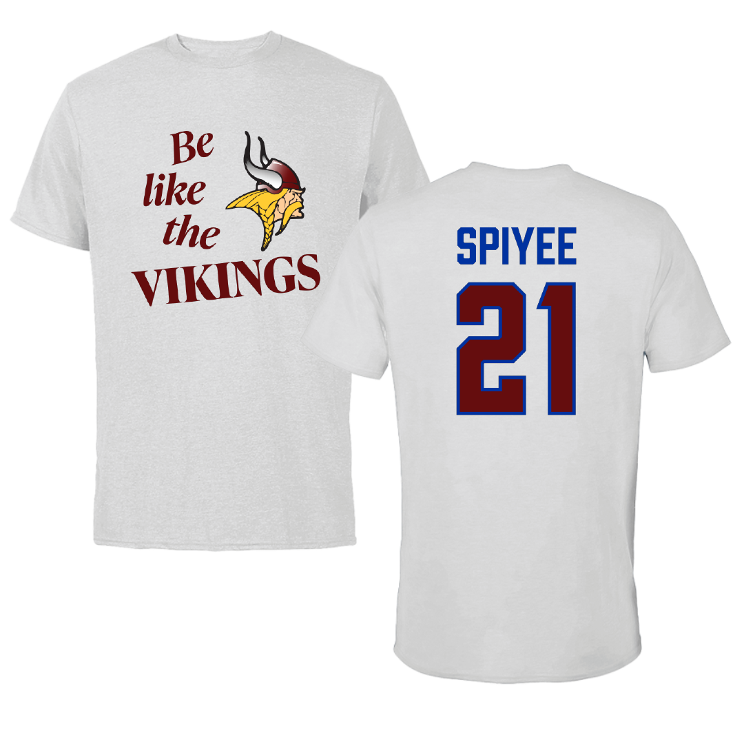 Valley City State University Football Light Gray Be Like Us Performance Tee - #21 Emanuel Spiyee