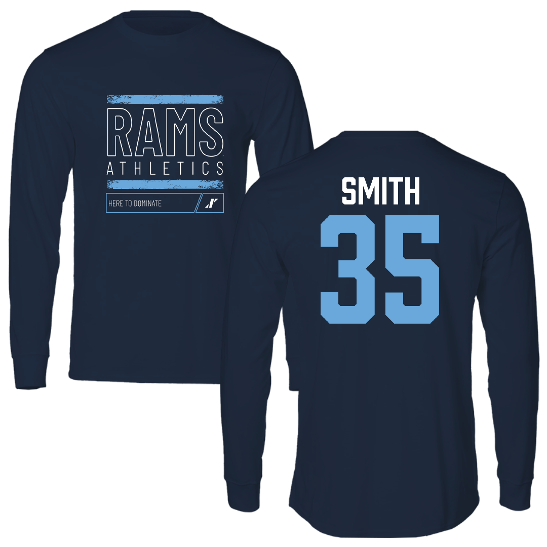 University of Rhode Island Basketball Navy Dominate Long Sleeve - #35 Jameson Smith