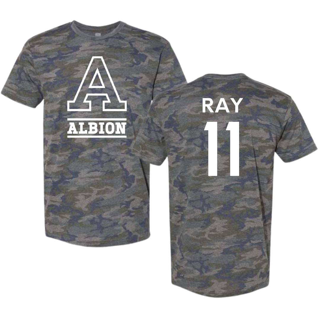 Albion College Basketball (M) Vintage Camo Tee - #11 Dwayne Ray