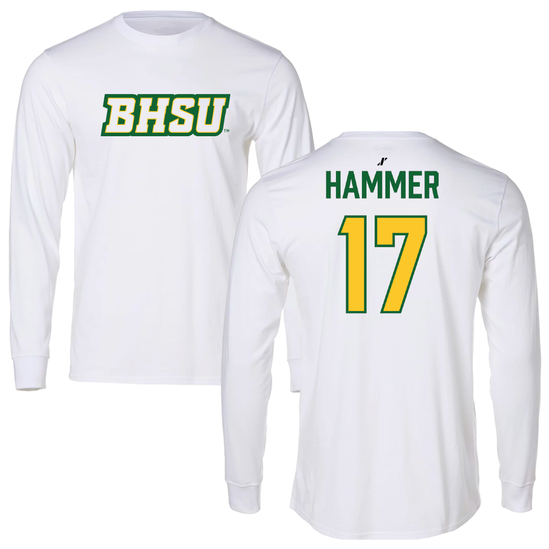 Black Hills State University Soccer White Performance Long Sleeve - #17 Jayda Hammer