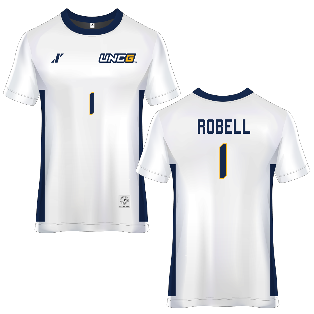 UNC Greensboro White Soccer Jersey - #1 Cara Robell